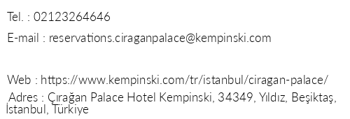 raan Palace Kempinski telefon numaralar, faks, e-mail, posta adresi ve iletiim bilgileri